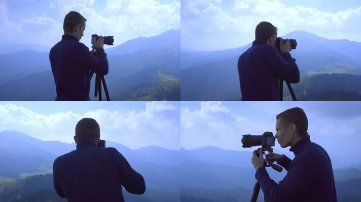 专业照相机 拍摄 风景照 摄影师 