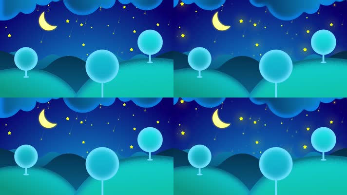 卡通夜晚唯美背景循环