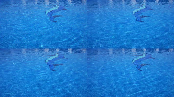 清澈游泳池 池水 水波 蓝色池水  