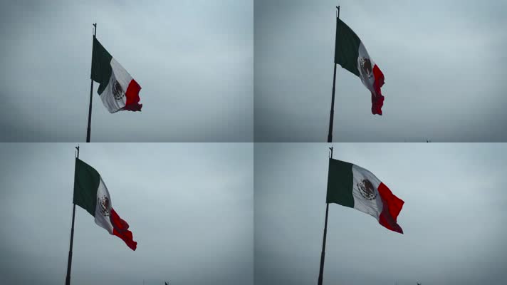 墨西哥城佐卡洛主广场的墨西哥国旗