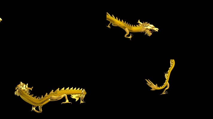 金龙飞舞带通道3d片头4特效背景