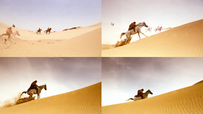 沙漠骑马奔跑
