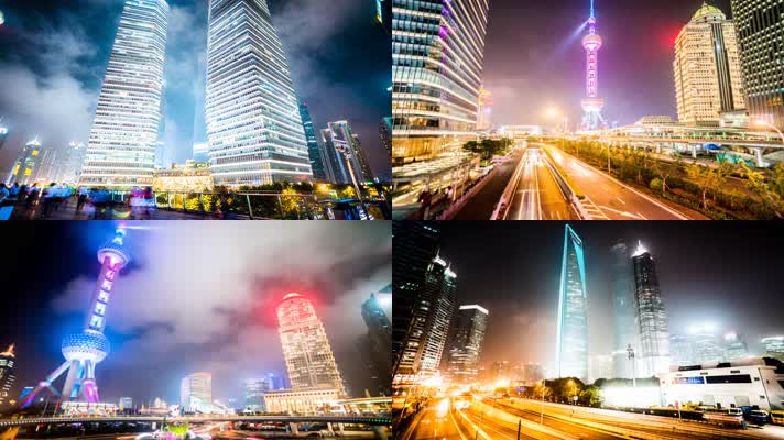 4K上海夜景延时摄影素材包一组