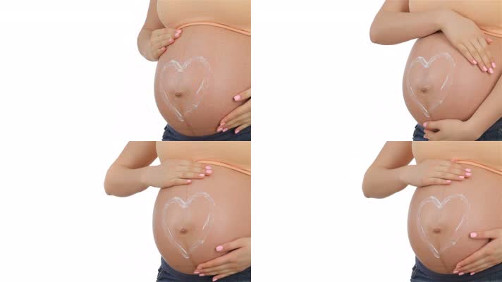 抚摸肚子 快乐的孕妇 怀孕  