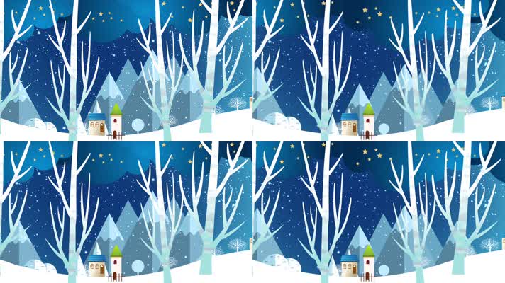 卡通雪景背景循环