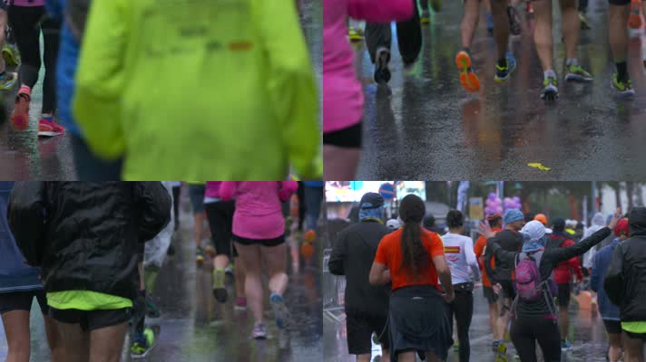 雨中马拉松 跑步运动  