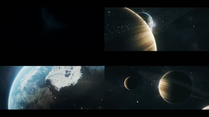 宇宙星空太阳系陨石坠落地球CG三维动态视频