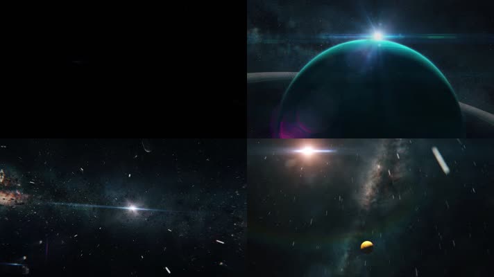 太阳系穿梭陨石星球震撼漫游视频素材