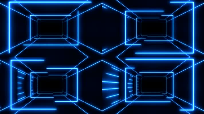 三维蓝色粒子线条穿梭