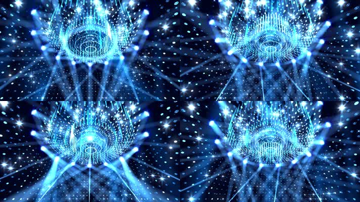 绚丽蓝色灯光秀舞台循环