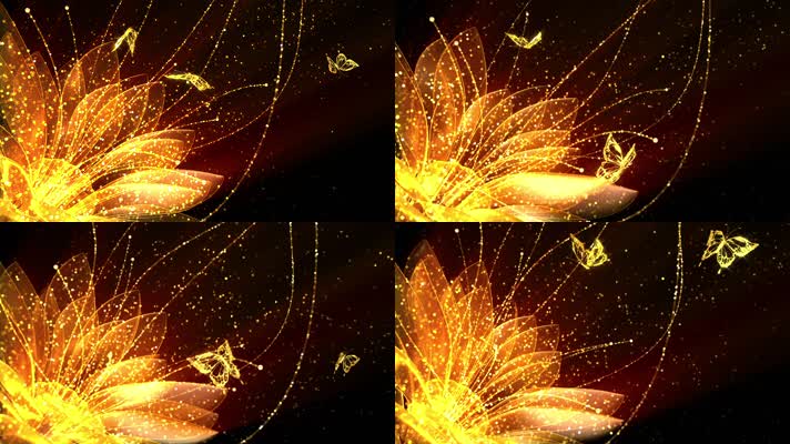 中国风金色粒子花瓣蝴蝶