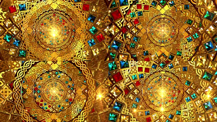 金色中国风彩色宝石穿梭