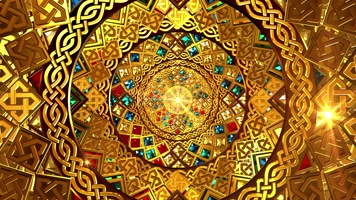 金色中国风彩色宝石穿梭