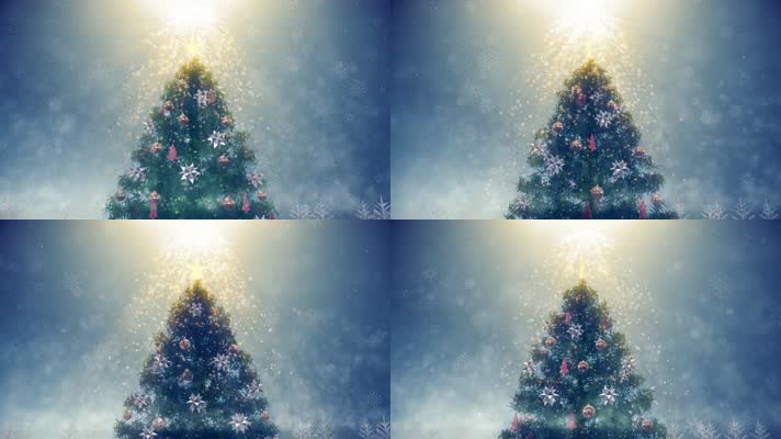 唯美圣诞树 圣诞雪花 粒子  