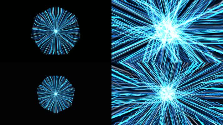 4K蓝色科技雪花光线电流图案背景视频