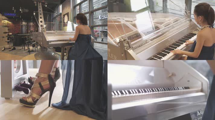 美女弹钢琴 
