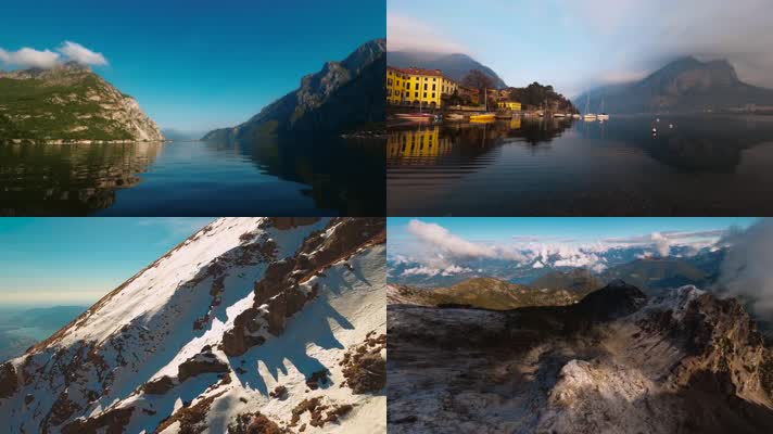 4K超美意大利阿尔卑斯山科莫湖畔景色