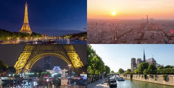 4K航拍法国巴黎城市延迟摄影