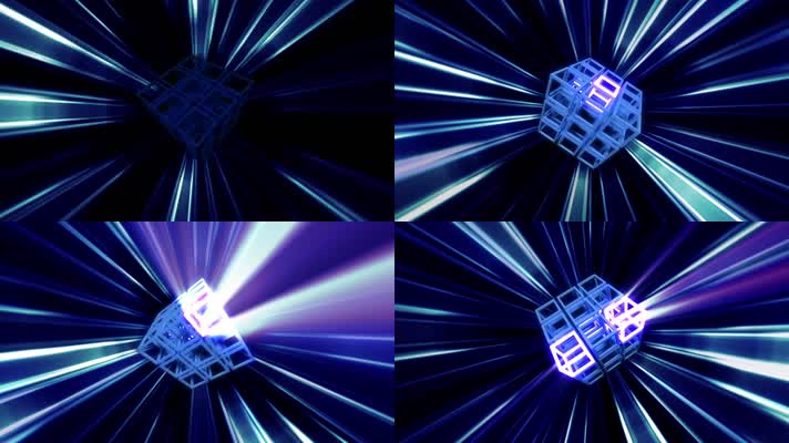 蓝色Disco射线灯光闪烁