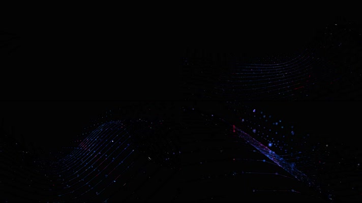 4K蓝色粒子流线波浪科技背景视频