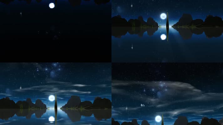 梦幻湖面夜色风景LED背景视频