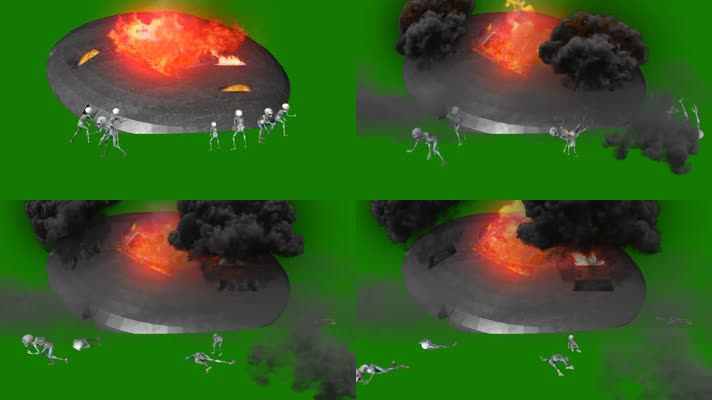 绿屏UFO飞碟坠毁爆炸