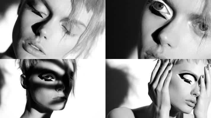 时尚模特黑白艺术光影