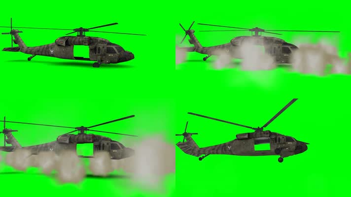 绿屏直升机起飞特效抠像素材