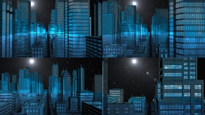 蓝色科技城市间穿梭背景