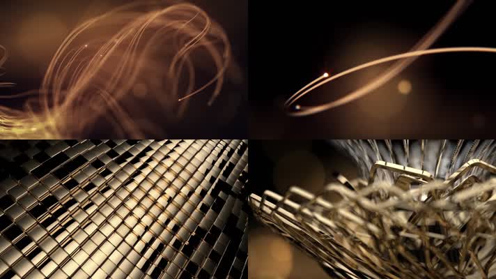 金色粒子光线黄金花朵绽放