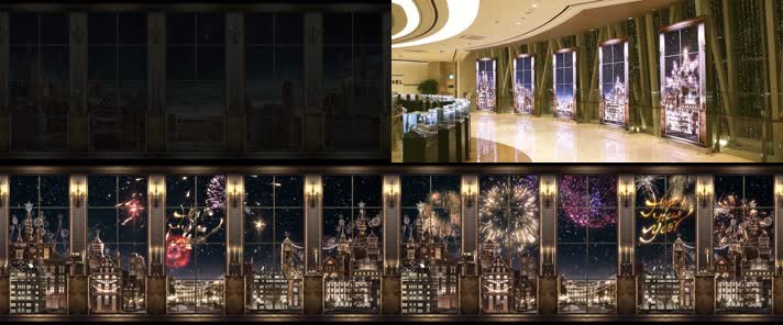 新年窗外烟花LED大屏幕