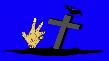 蓝屏绿屏万圣节卡通墓地特效抠像