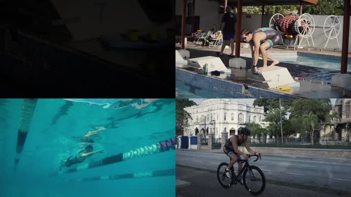 跳水游泳骑行奔跑体育健身广告素材