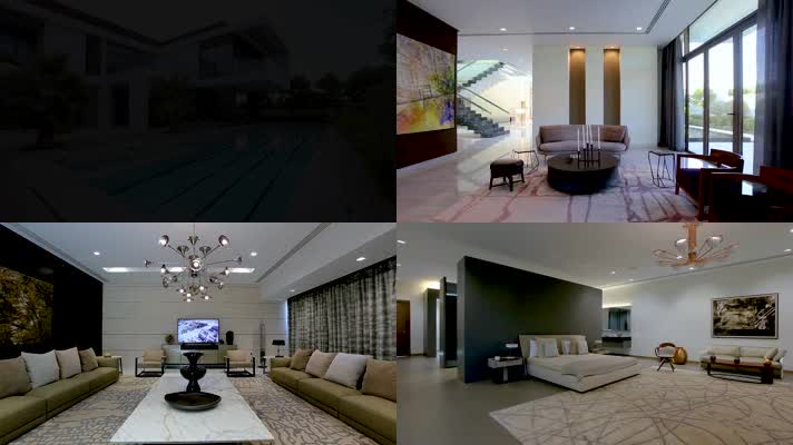 现代豪宅泳池配套别墅会所酒店