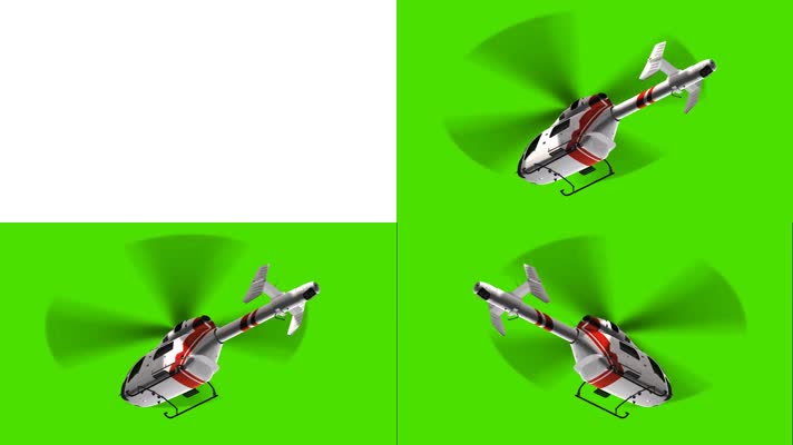 绿屏白色民用直升机