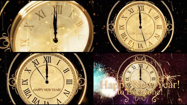 金色钟表粒子炫酷大气震撼新年倒计时背景