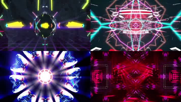 VJ素材舞台背景LED背景动感粒子万花筒