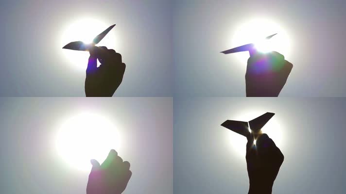 手拿纸飞机 放飞纸飞机