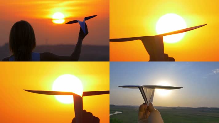 手拿纸飞机 放飞纸飞机