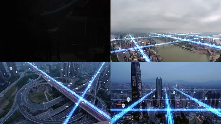 5G科技感线条穿越城市互联互通Ae模板