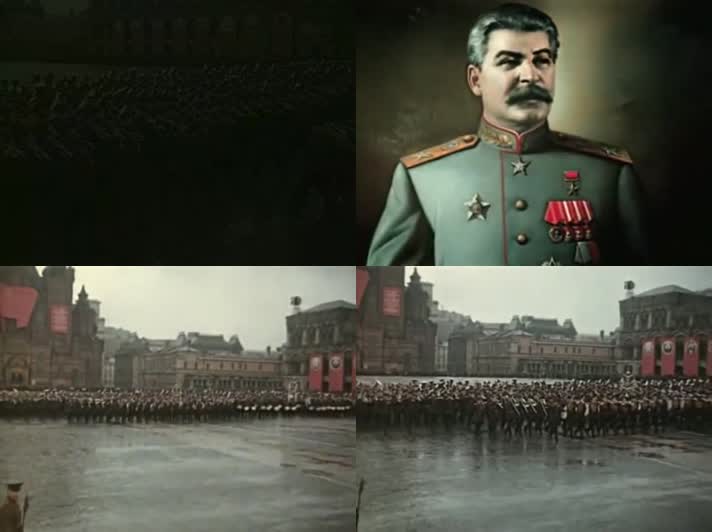 1945苏联莫斯科阅兵-列宁斯大林
