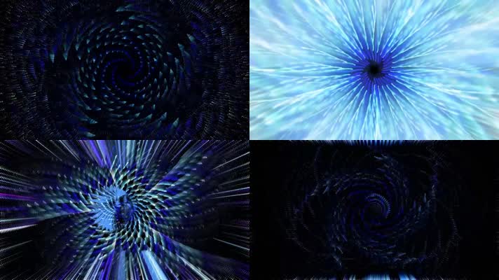 蓝色炫彩粒子时空隧道旋转