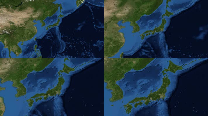 日本上空 地球 蓝色地球旋转 