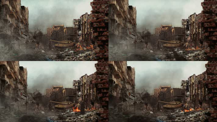 战争废墟 战争 坦克 房子倒塌 战争罪行 和