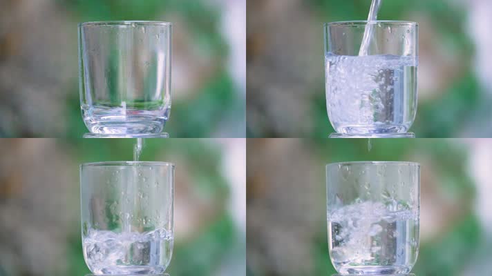 玻璃杯倒水实拍