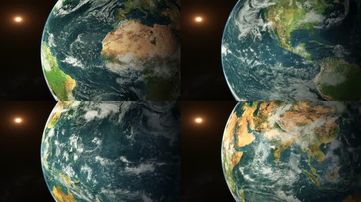 蓝色地球旋转 蓝色星球 太空  蓝色地球旋转 蓝色星球 太空