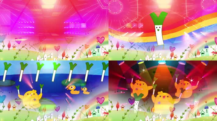 甩葱歌卡通动画六一儿童节舞台背景