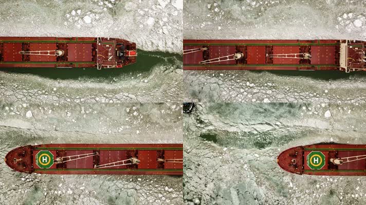 破冰之旅 航拍破冰船 