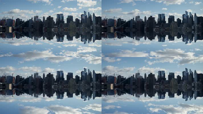 繁华城市海天一色镜像实拍