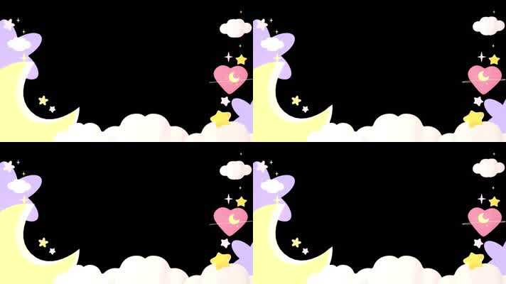 梦幻卡通月亮云朵边框